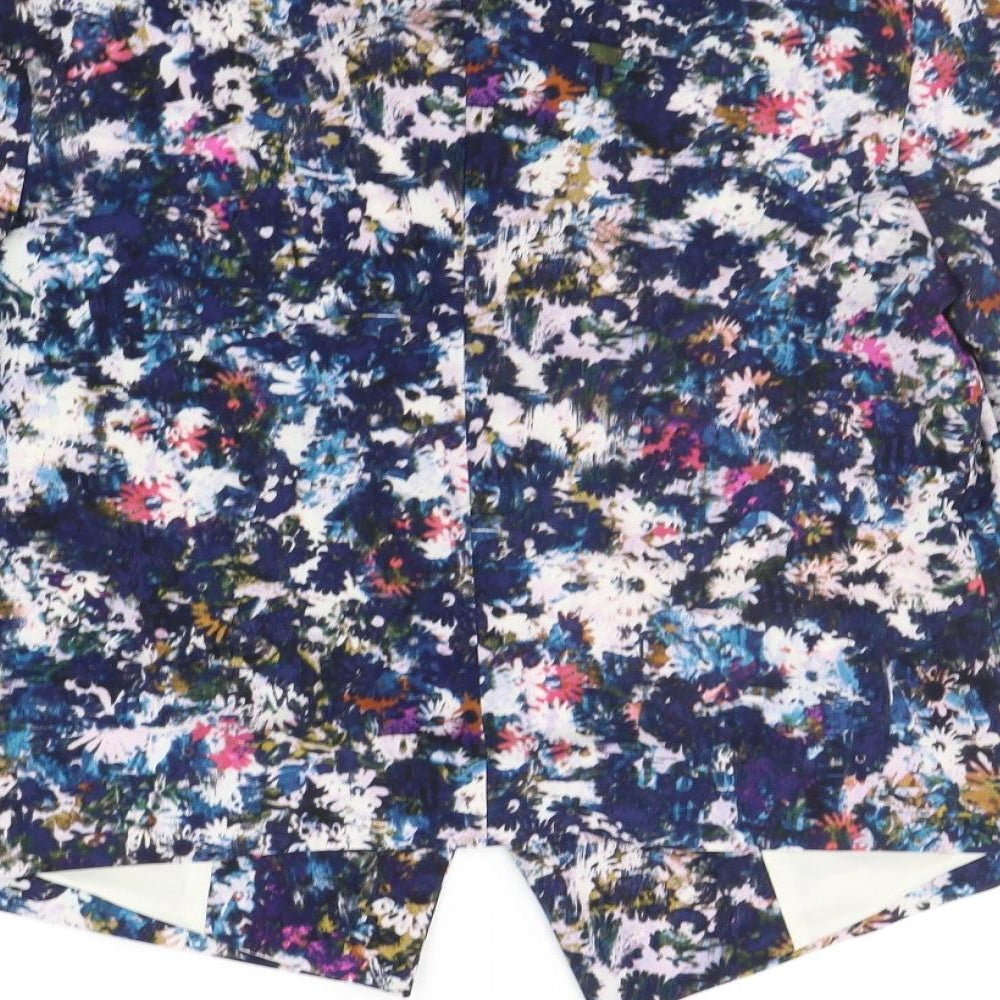 New Look Womens Blue Floral  Jacket Blazer Size 14