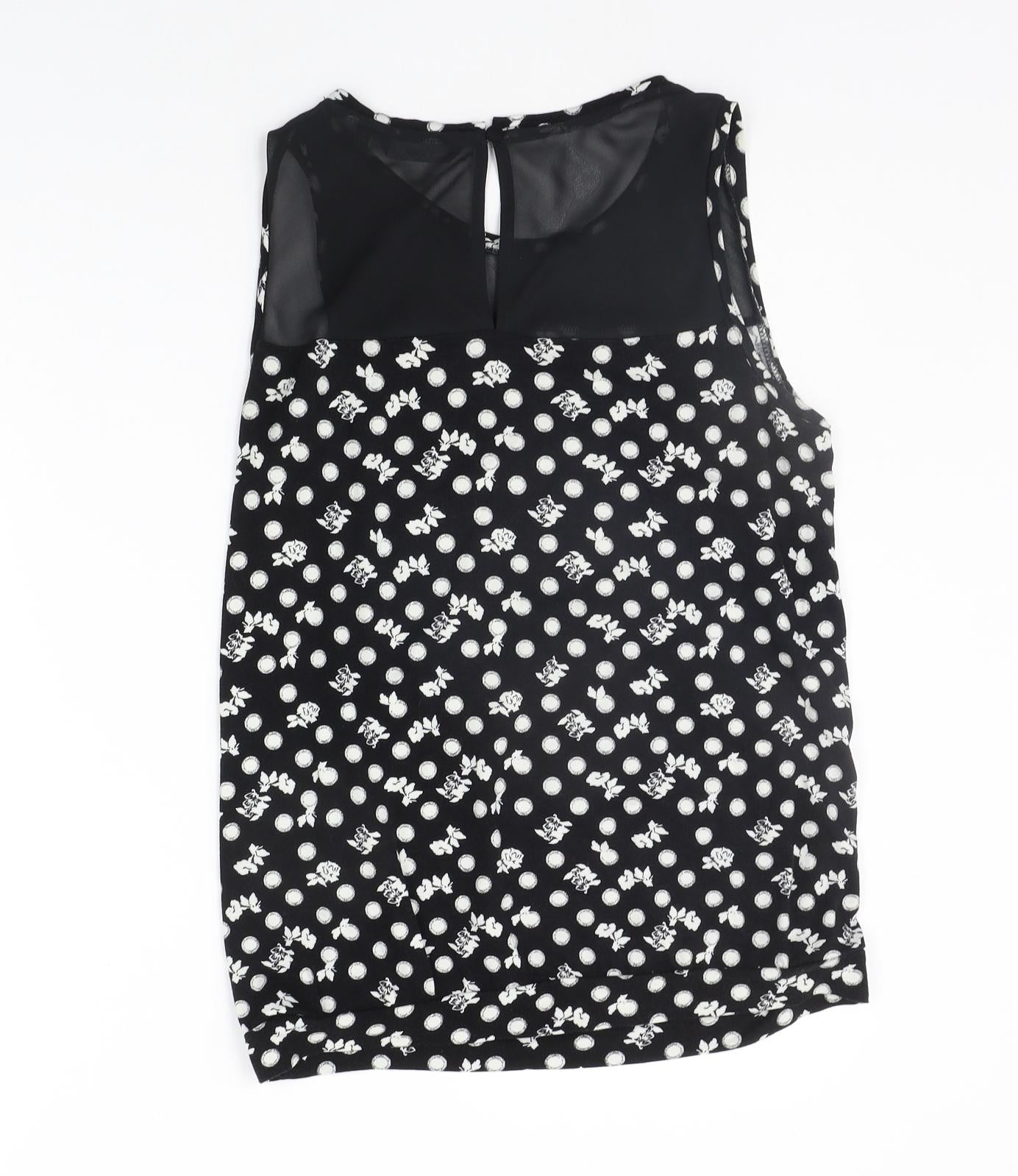 NEXT Womens Black Geometric  Basic T-Shirt Size 10
