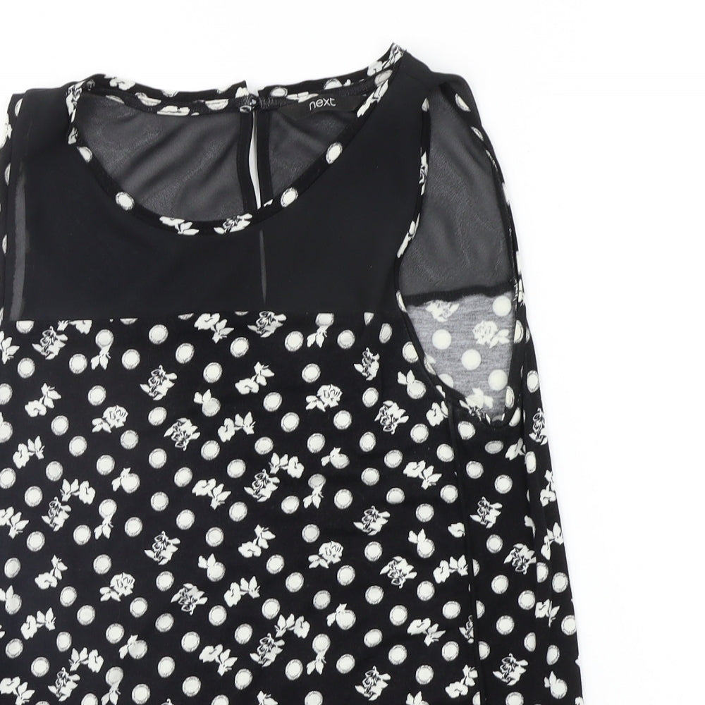 NEXT Womens Black Geometric  Basic T-Shirt Size 10