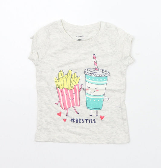 Carters Girls Grey   Basic T-Shirt Size 9-12 Months