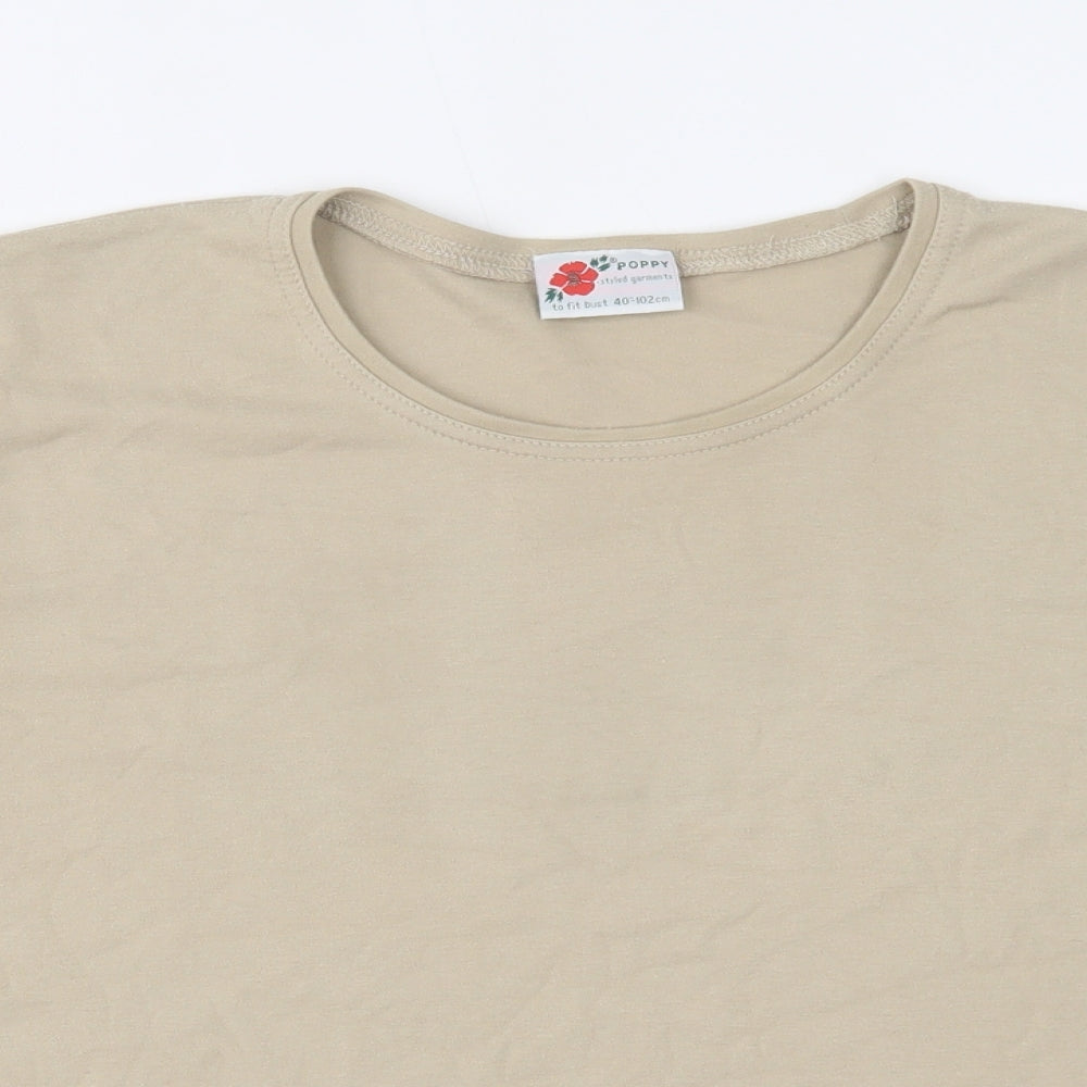 Poppy Womens Beige   Basic T-Shirt Size 12