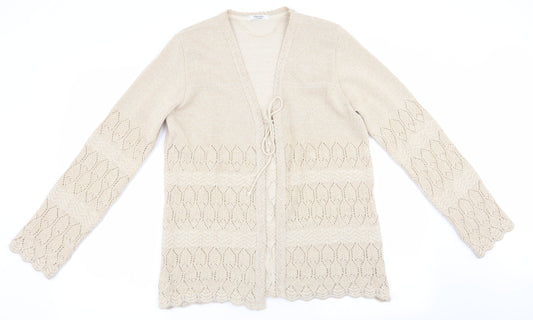 Classics by Berkertex Womens Gold Geometric  Cardigan Jumper Size 14  - Subtle glitter effect