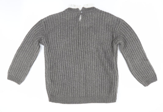 Matalan Womens Grey   Pullover Jumper Size S  - Faux Collar