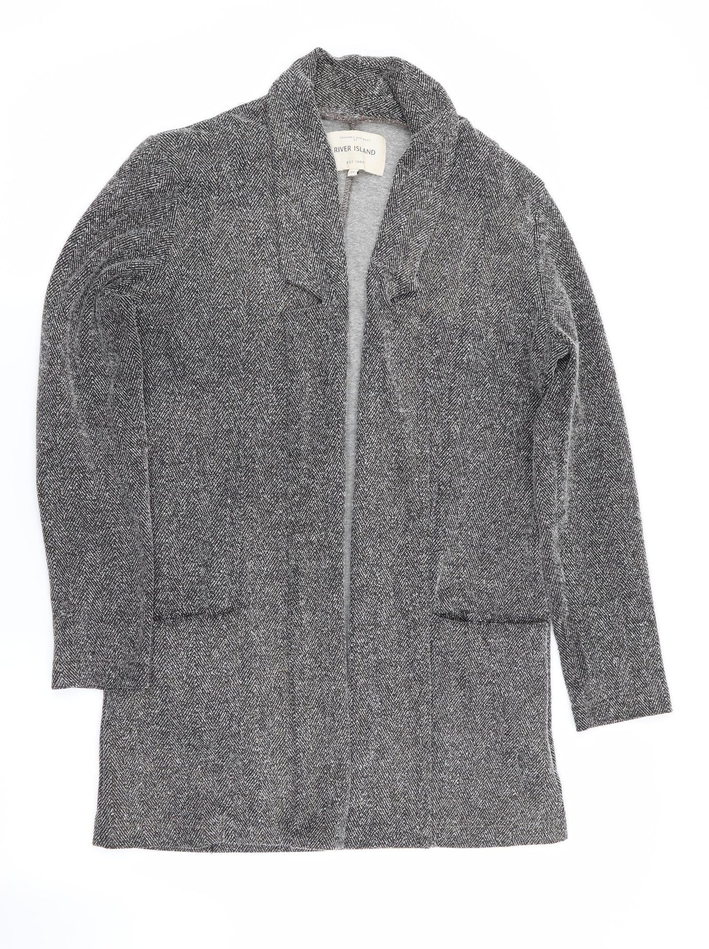 River Island Womens Grey Herringbone  Jacket  Size 10  - Subtle shimmer effect - Longline