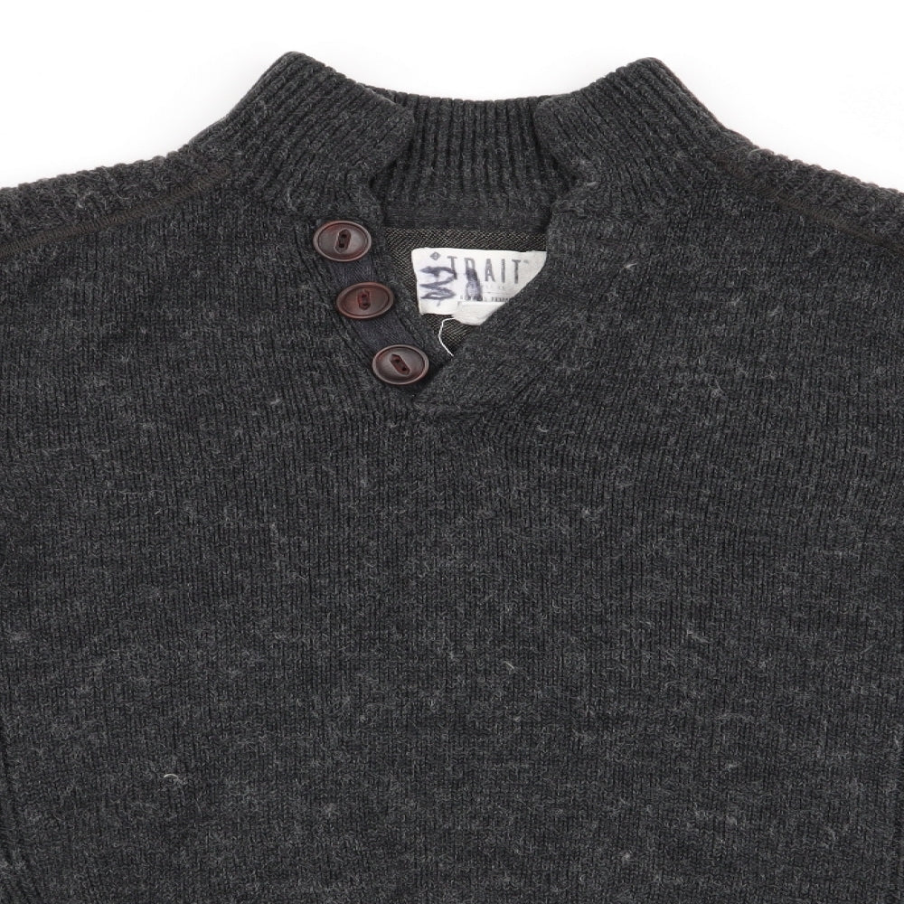 Trait Mens Grey   Pullover Jumper Size S