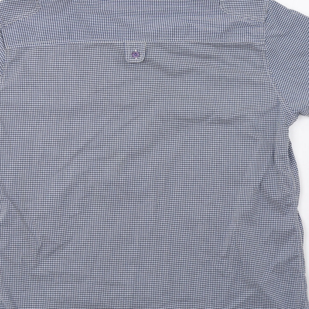 JUNK de LUXE Mens Blue Check   Button-Up Size XL