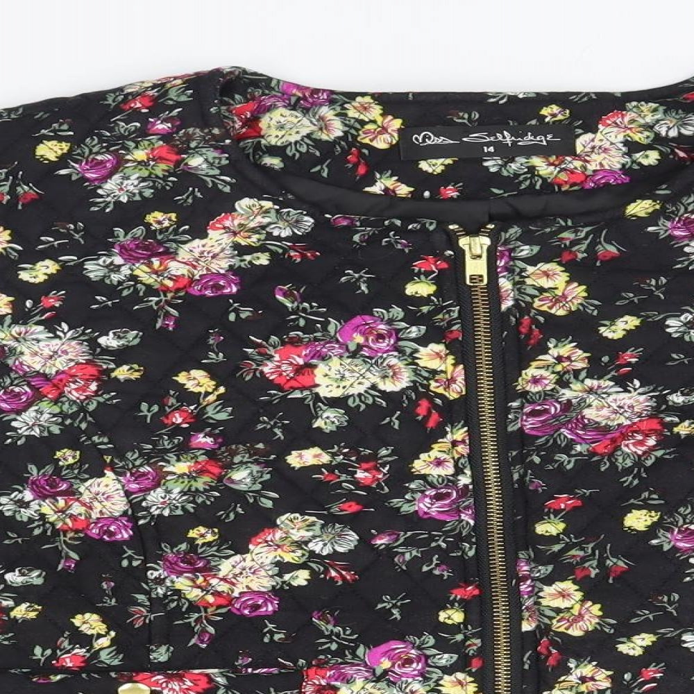 Miss Selfridge Womens Black Floral  Parka Coat Size 14