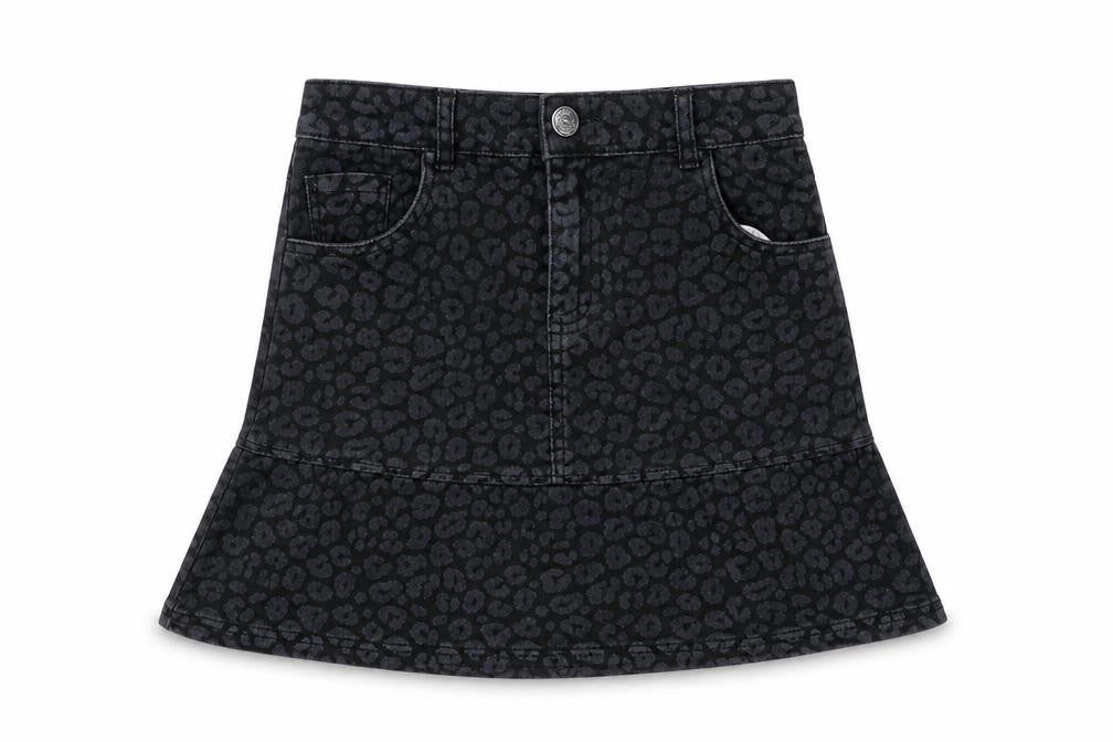 TU Girls Black Animal Print  Straight & Pencil Skirt Size 9 Years
