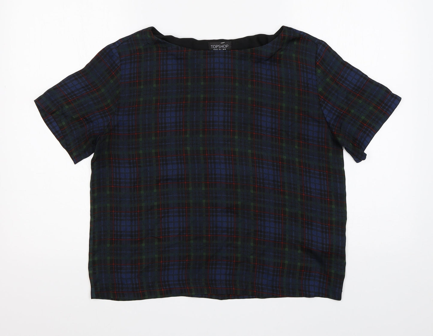 Topshop Womens Multicoloured Check  Basic T-Shirt Size 10