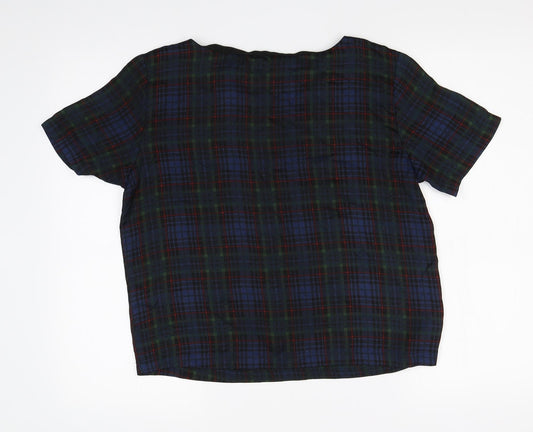 Topshop Womens Multicoloured Check  Basic T-Shirt Size 10