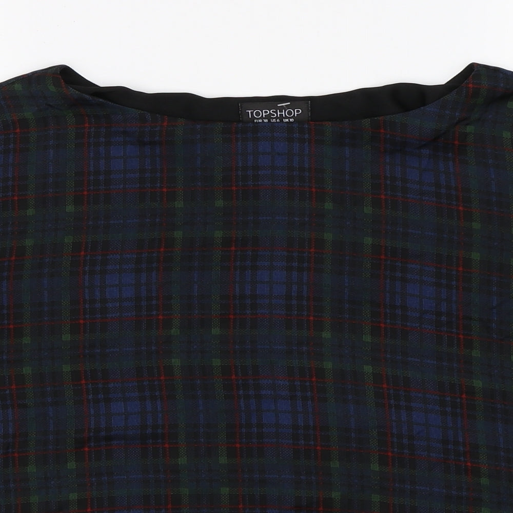 Topshop Womens Multicoloured Check  Basic T-Shirt Size 10