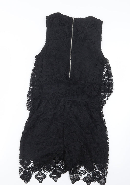 Rebellion Womens Black  Lace Playsuit One-Piece Size M