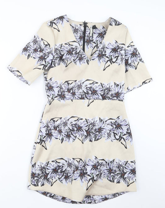 Topshop Womens Beige Floral  A-Line  Size 8