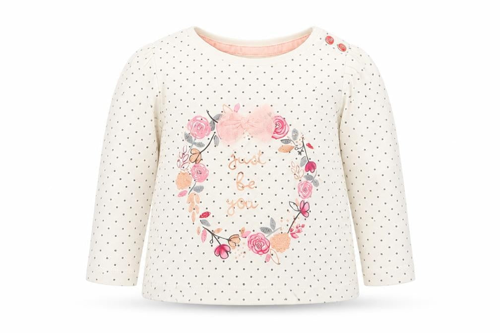 Mothercare Girls Black Polka Dot  Basic T-Shirt Size 3-6 Months