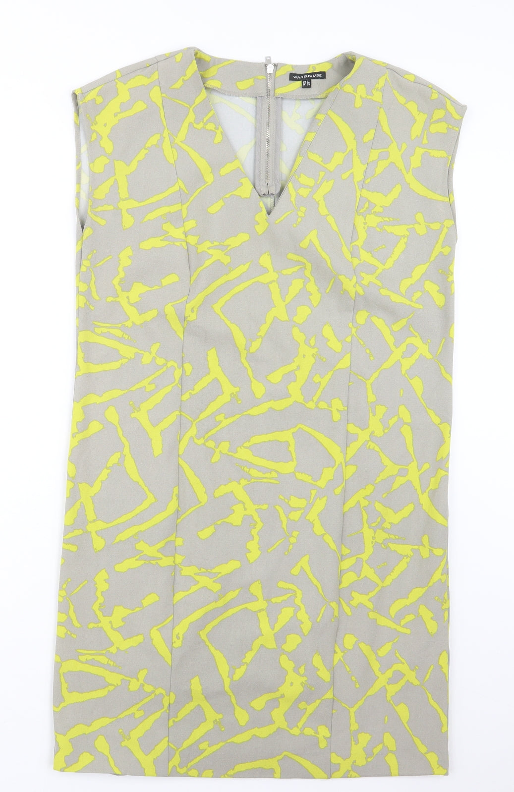 Warehouse Womens Grey Geometric  T-Shirt Dress  Size 8