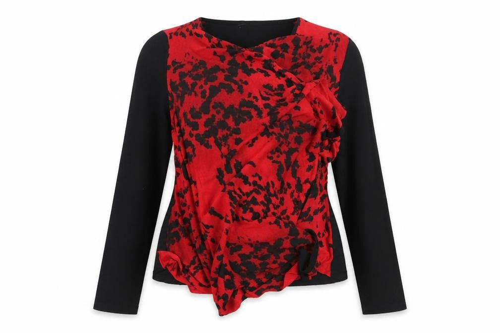 Viz A Viz Womens Black Animal Print  Wrap Jumper Size 16