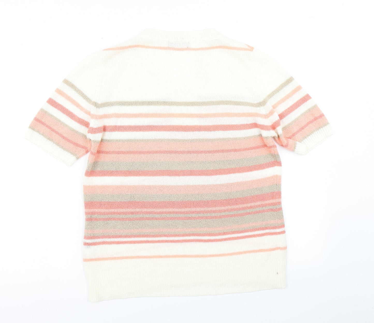 BM Womens White Striped Knit Pullover Jumper Size S