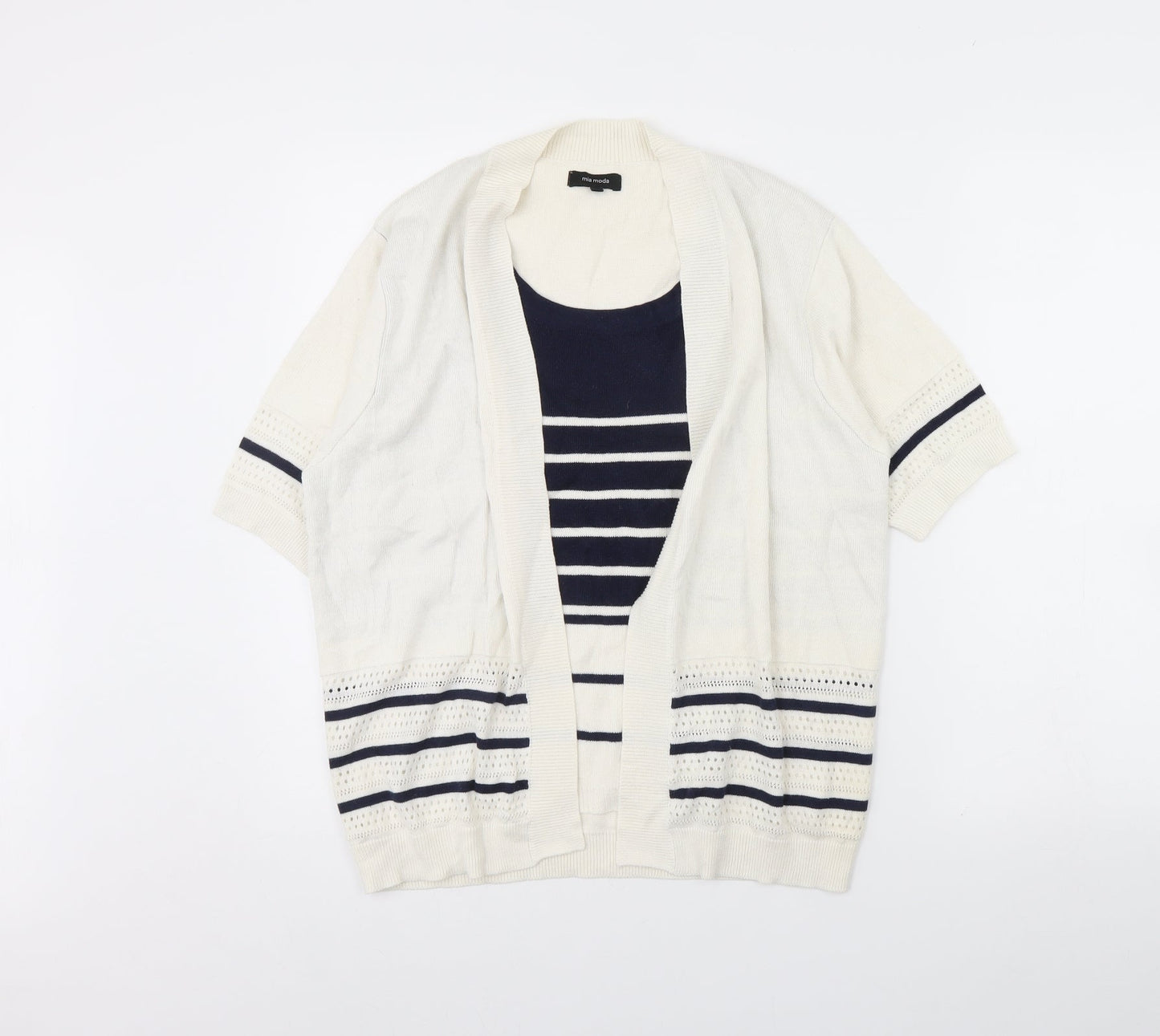Mia Moda Womens Beige Striped  Pullover Jumper Size M