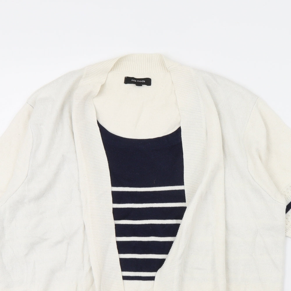 Mia Moda Womens Beige Striped  Pullover Jumper Size M
