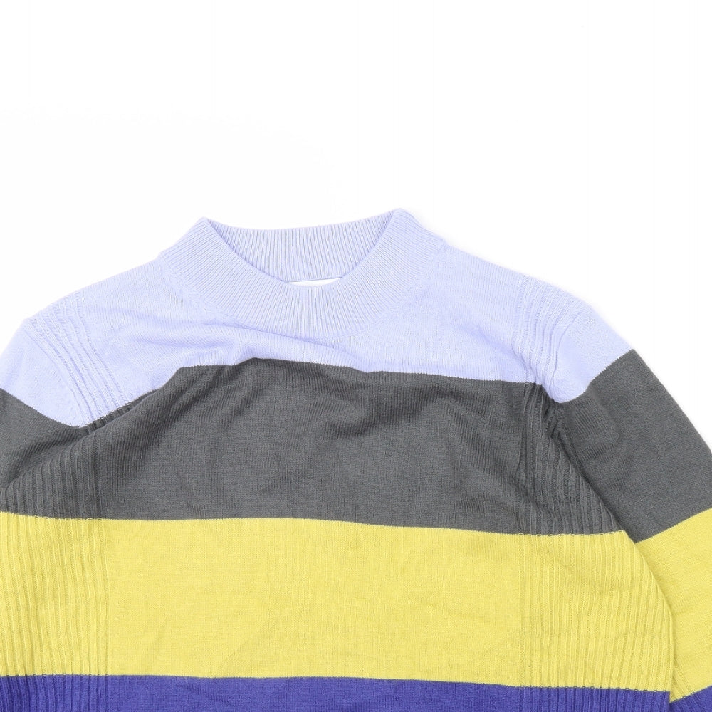M&s Womens Blue Striped  Pullover Jumper Size 12