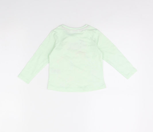 Pep & co Girls Green   Basic T-Shirt Size 9-12 Months  - Cat and Dog