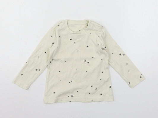Marks and Spencer Boys Ivory Geometric Jersey Basic T-Shirt Size 12-18 Months  - Stars