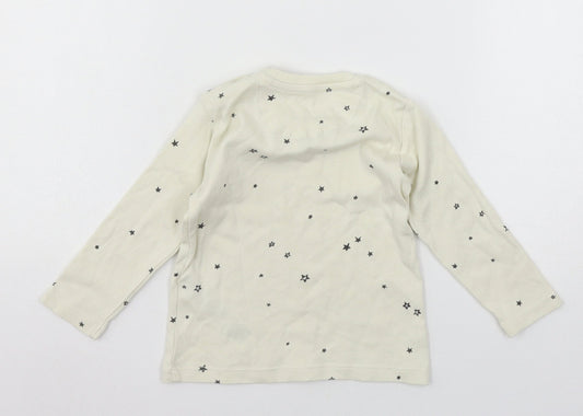 Marks and Spencer Boys Ivory Geometric Jersey Basic T-Shirt Size 12-18 Months  - Stars