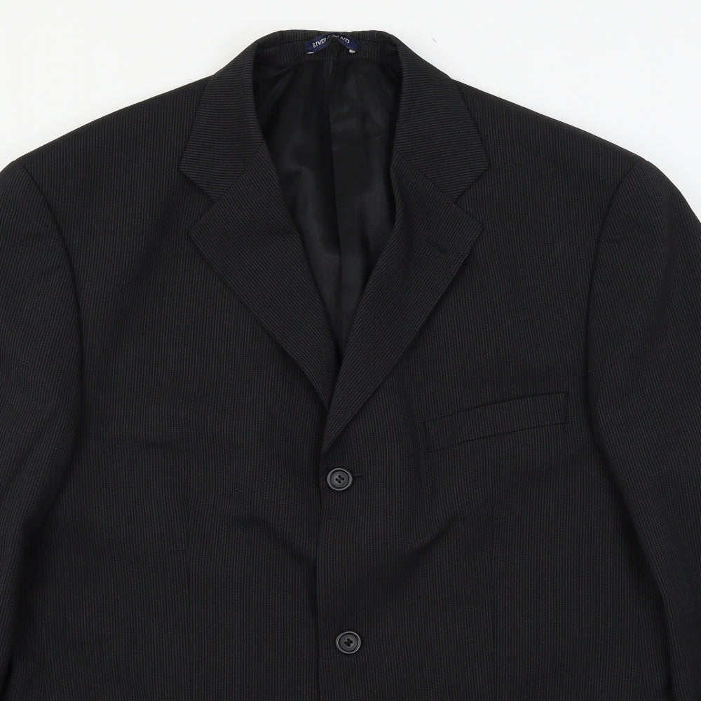 River Island Mens Black Striped  Jacket Suit Jacket Size L