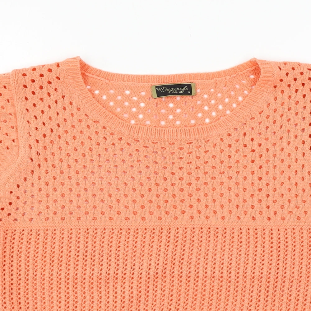 Originals Womens Orange  Knit Pullover Jumper Size S