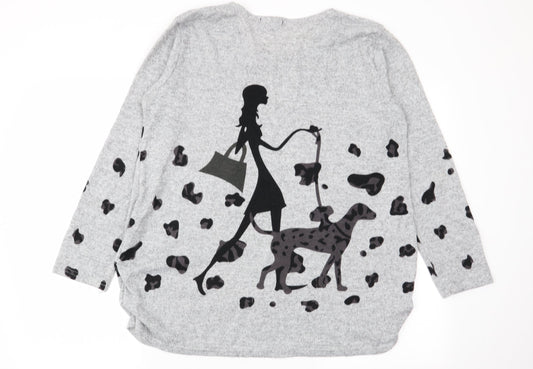kranti Womens Grey Animal Print  Basic T-Shirt One Size