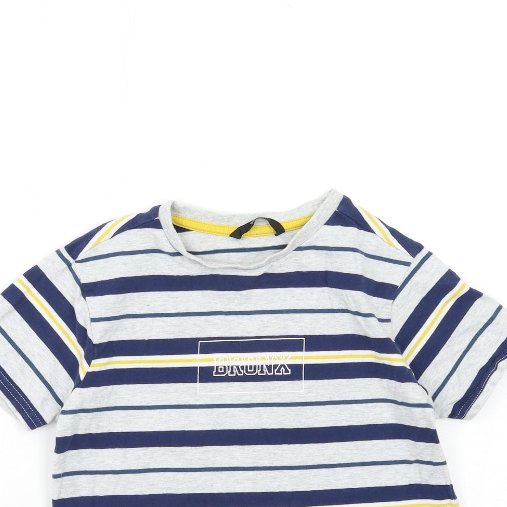 George Boys Grey Striped  Basic T-Shirt Size 8-9 Years