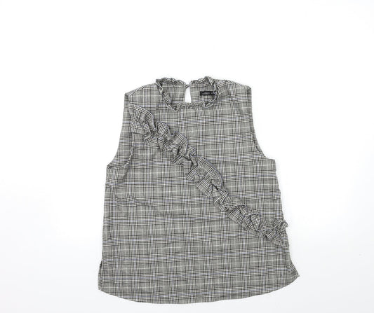 Zara Womens Green Check  Basic Tank Size M