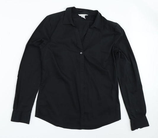 H&M Womens Black   Basic Button-Up Size 40