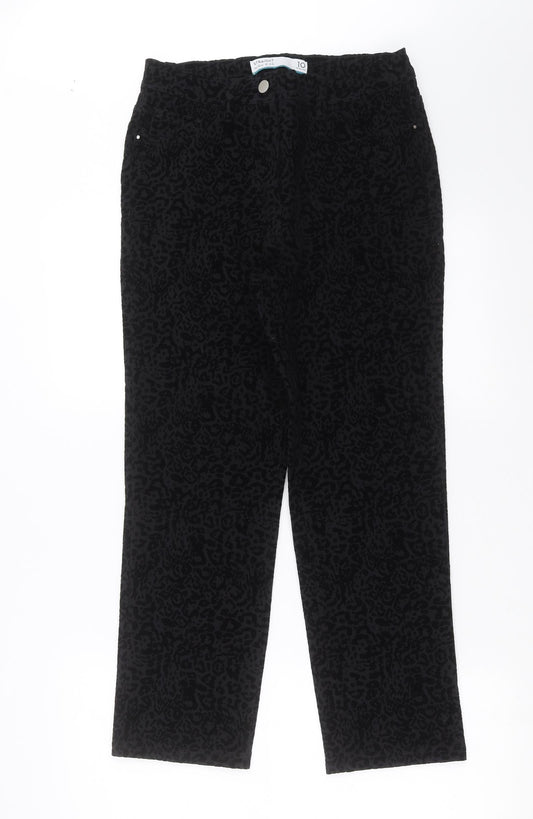 NEXT Womens Black Animal Print  Trousers  Size 10 L25 in