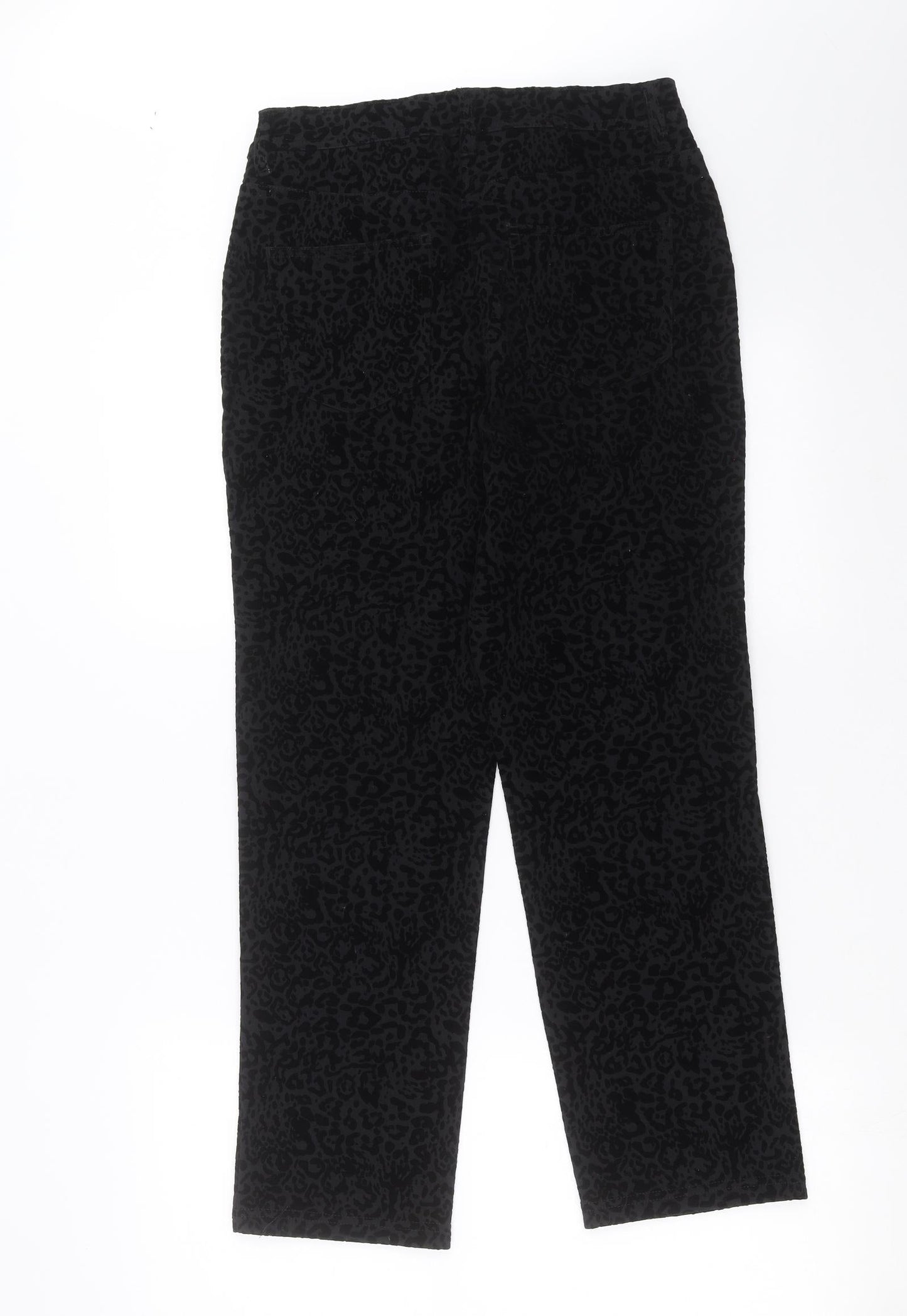 NEXT Womens Black Animal Print  Trousers  Size 10 L25 in