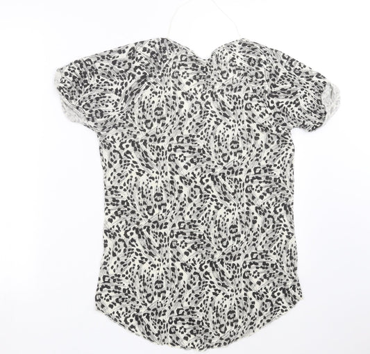 Zara Womens Beige Geometric  Basic T-Shirt Size M