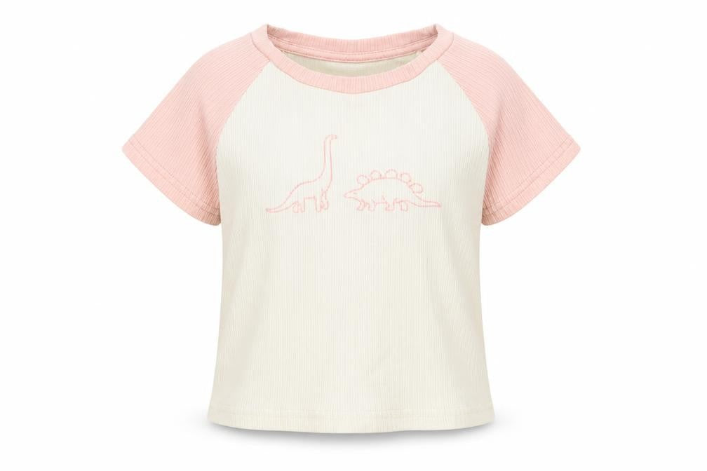 SheIn Girls White   Cropped T-Shirt Size 14 Years  - Dinosaurs