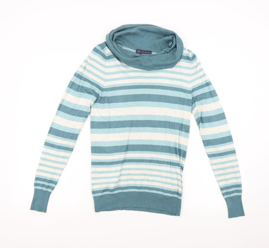 M&S Womens Green Striped Knit Pullover Jumper Size 10