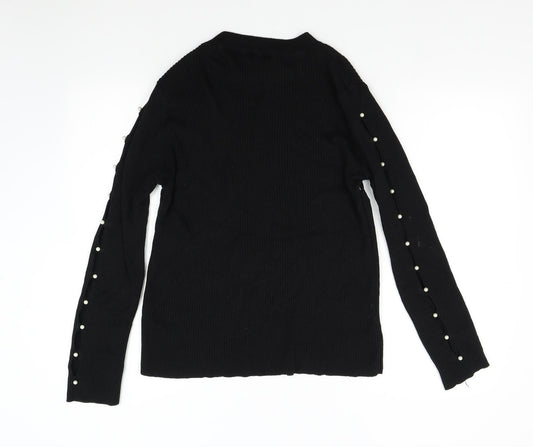 Select Womens Black  Knit Pullover Jumper Size L