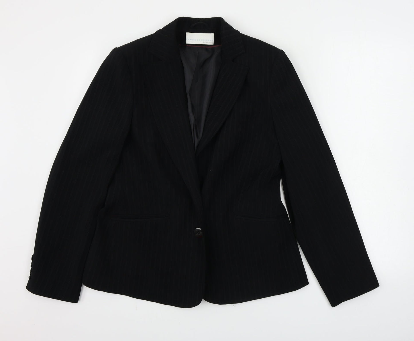 AMARANTO  Womens Black Striped  Jacket Blazer Size 12
