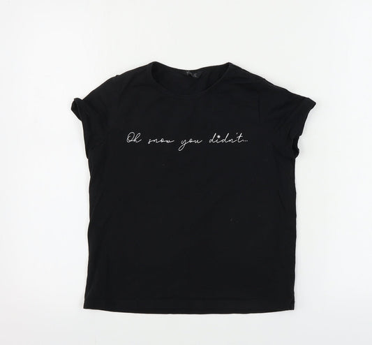 M&Co Girls Black   Basic T-Shirt Size 12 Years
