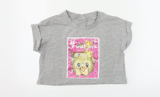 YD Girls Grey   Cropped T-Shirt Size 10-11 Years