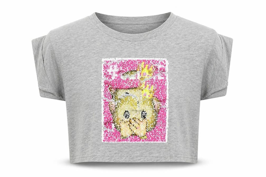YD Girls Grey   Cropped T-Shirt Size 10-11 Years