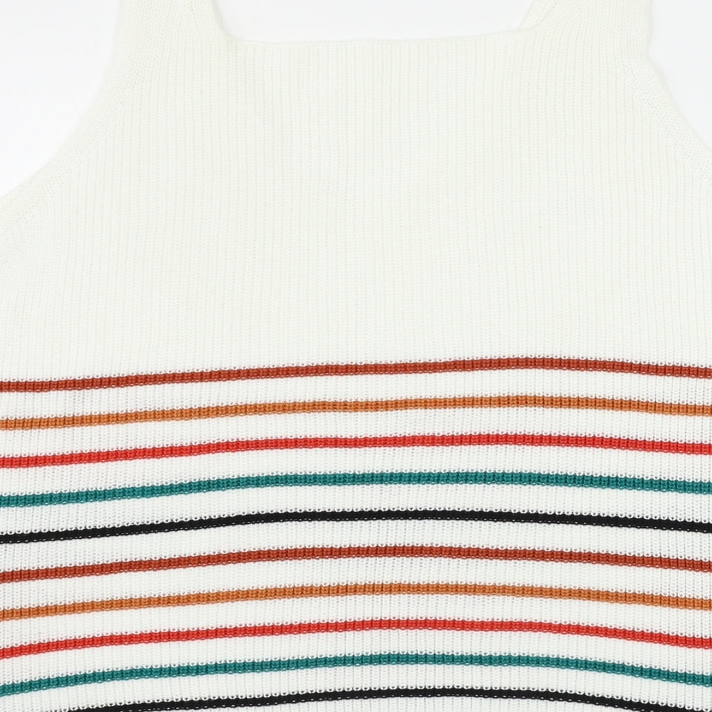Preworn  Womens White Striped  Pullover Jumper Size XL