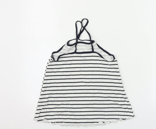 H&M  Girls White Striped  Basic T-Shirt Size 8-9 Years