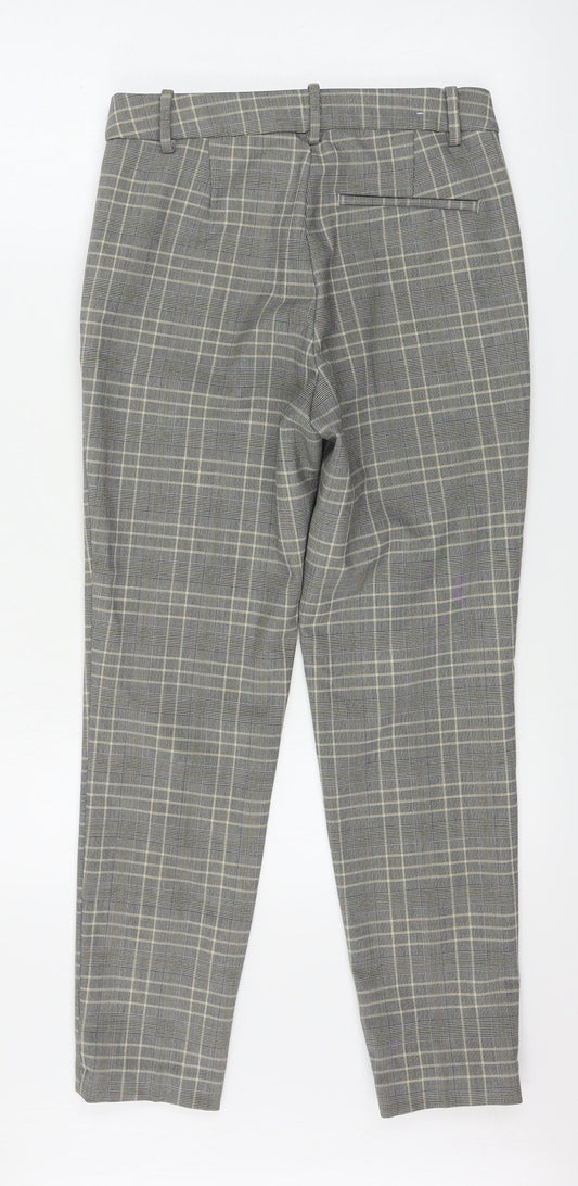 H&M  Womens Beige Check  Trousers  Size 6 L25 in
