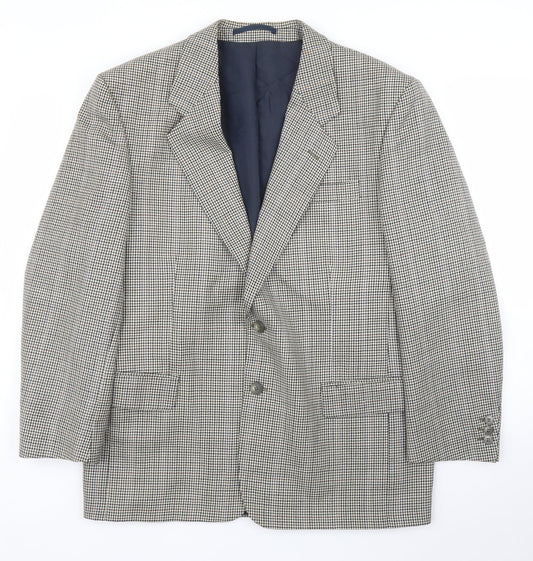 Burton Mens Beige Houndstooth  Jacket Suit Jacket Size 40