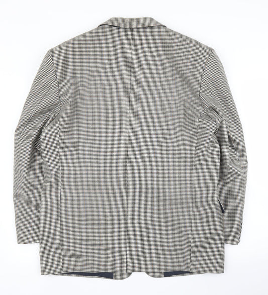 Burton Mens Beige Houndstooth  Jacket Suit Jacket Size 40