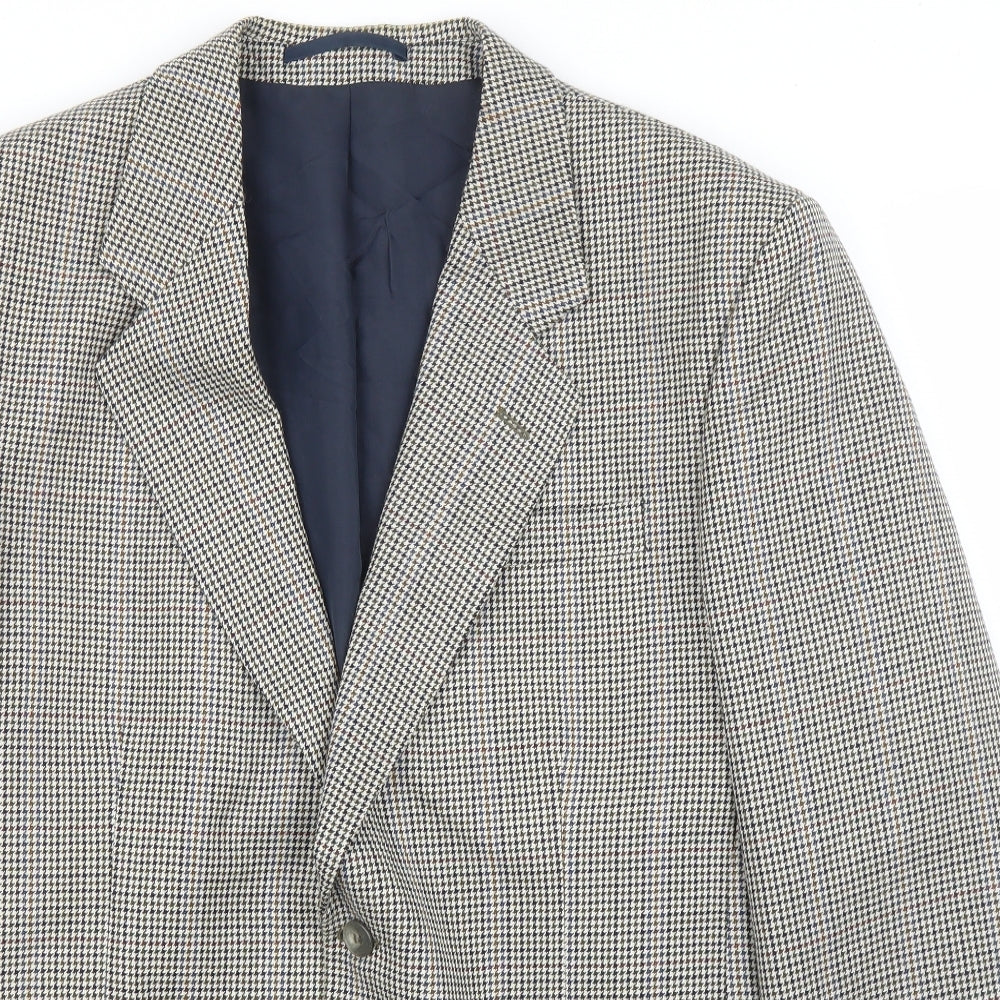 Burton Mens Beige Houndstooth  Jacket Suit Jacket Size 40