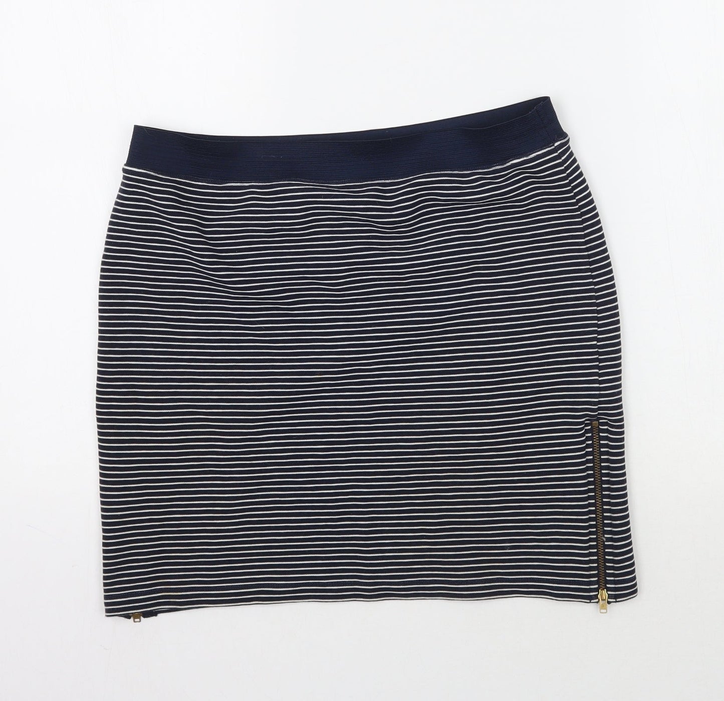 Warehouse Womens Blue Striped Rayon A-Line Skirt Size 14